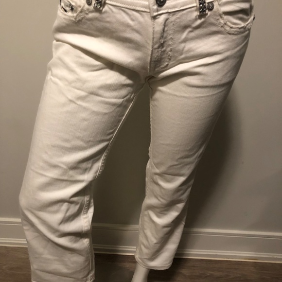 Miss Me Oyster White Camo Capri Jeans with Bling - Picture 3 of 6